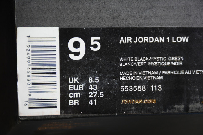 jordan 1 low mystic green 553558-113