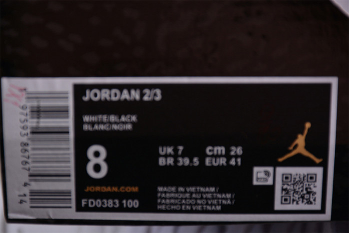 air jordan 2/3 “white/black” fd0383-100