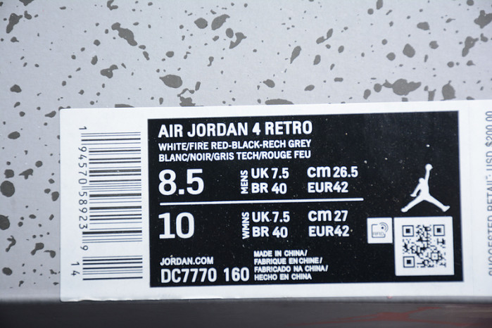 air jordan 4 og fire red dc7770-160