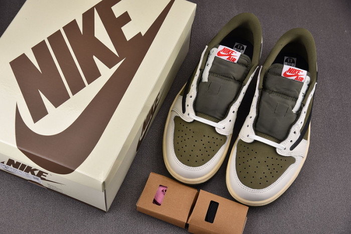 travis scott x air jordan 1 low og “medium olive” dm7866-200