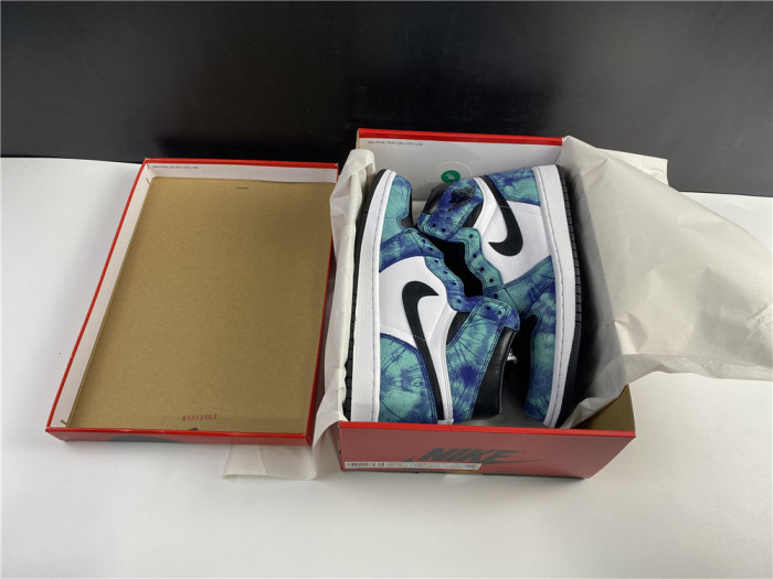 air jordan 1 tie-dye white black aurora green cd0461-100