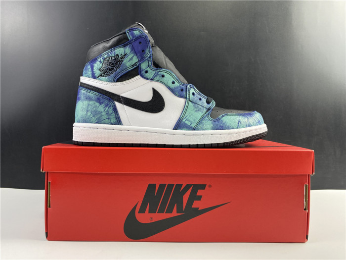 air jordan 1 tie-dye white black aurora green cd0461-100